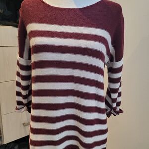 Striped Burgundy and White Sweater,size Medium